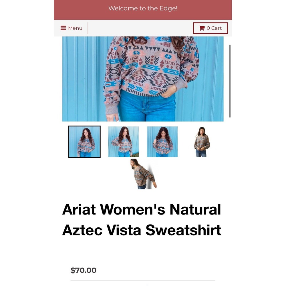 Ariat Women's M Rainbow Vista Aztec Reversible Sweatshirt Southwest Brown $70 - Picture 9 of 9